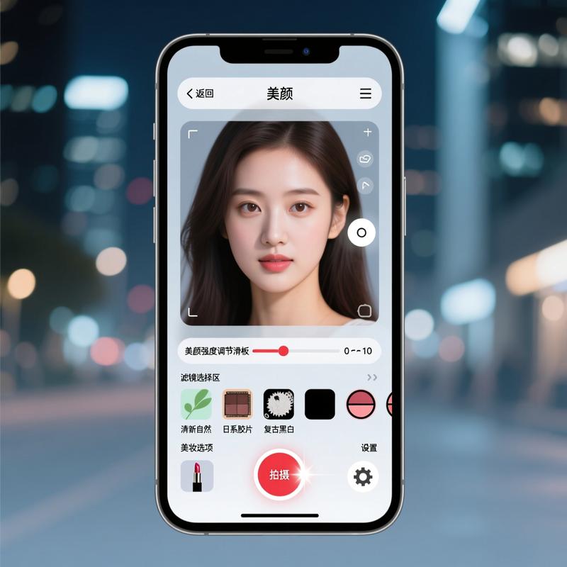 颜拍拍-手机智能美颜拍照助手 拍摄界面实时美颜预览