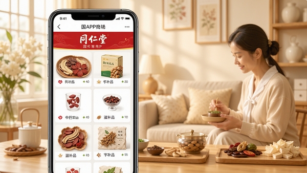 ͬ���ù���APP�̳ǽ���չʾ���ֻ���Ļ�г�����ҩ�ġ��̲�Ʒ�����б�������Ϊ��ܰ��ůɫ�������������������������