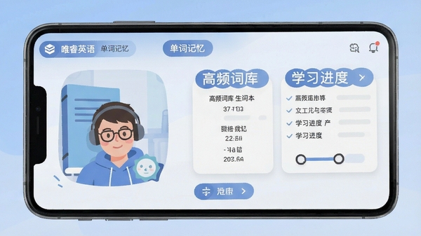 唯睿英语 单词记忆界面 高频词库 生词本 学习进度 扁平化设计