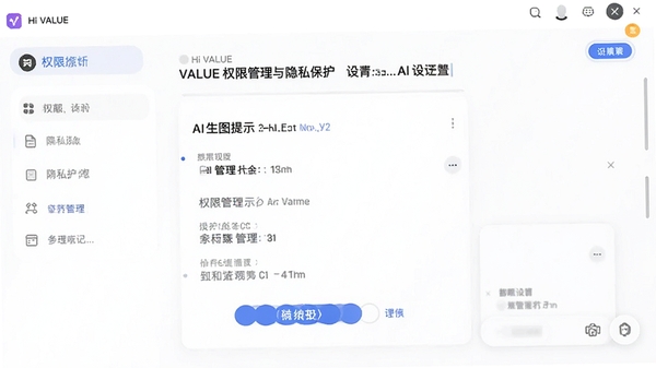 Hi VALUE权限管理与隐私保护设置界面的AI生图提示词