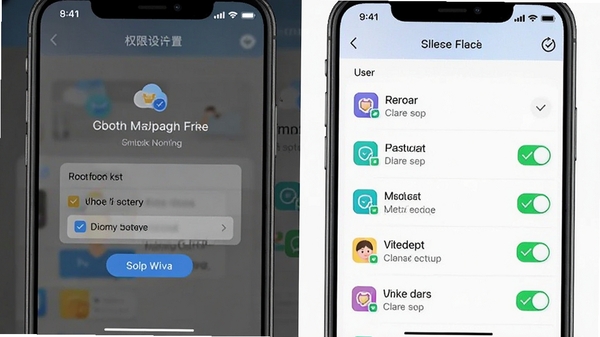 灵动常驻移动端操作界面截图,展示权限设置引导页与守护开关列表,用户正在勾选应用白名单,界面清晰友好