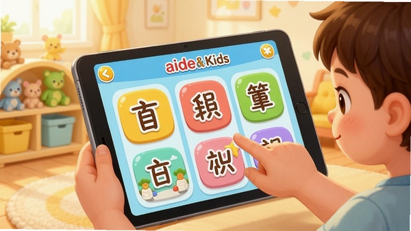 AideKids��ͯʶ�ִ��ؽ��棬��ͨ��񣬴�ͼ�꺺�ֿ�Ƭ��С������ƽ���ϵ�ѡѧϰ��������ܰ����̳���