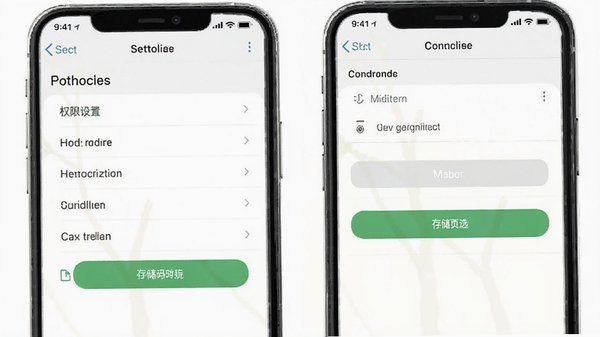 一棵树逻辑表达移动端操作界面示意图,展示权限设置与存储选择页面,简洁明了的手机设置截图风格