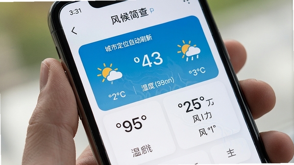 风候简查手机端实时天气主界面展示,城市定位自动刷新,温度湿度风力数据清晰可见