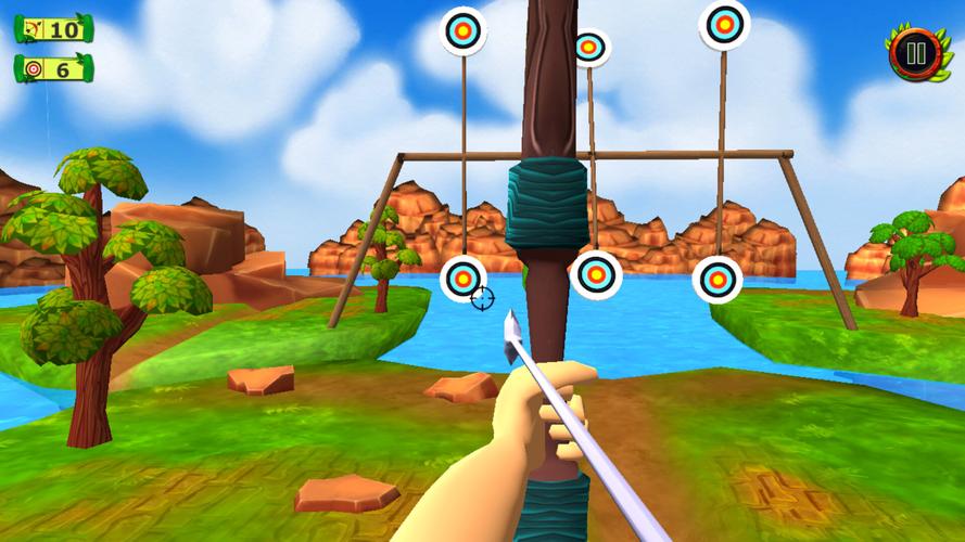 射箭之王在线版(Archery King Online) 新手拉弓瞄准操作界面截图