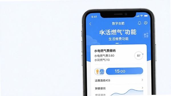 ���ֺϷ�APP����ɷѹ��ܽ��棬չʾˮ��ȼ���ѽ���ҳ�棬�ֻ�UI��Ƽ����������ɫ��ɫ��