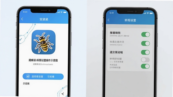 ���䰲װ��Ȩ�����ò���ʾ��ͼ��չʾ�ֻ���װ������Ȩ�޿���ҳ�棬������������������Ӧ��ͼ��