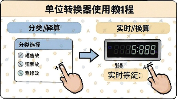 单位转换器使用教程示意图展示分类选择与实时换算步骤