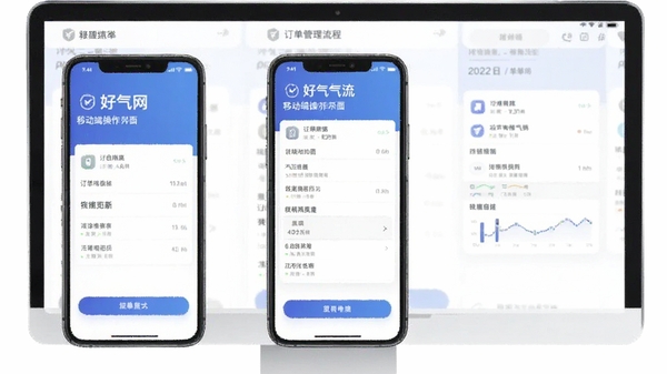好气网移动端操作界面与订单管理流程展示图