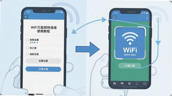 WiFi����Կ������ʹ�ý̳�ʾ��ͼ���ֻ���ĻչʾȨ������ҳ����WiFiɨ����棬���Լ���ͷָ������ƽ����Ʒ��
