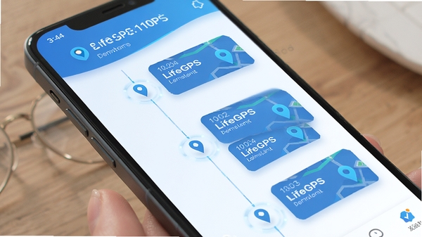 ��������LifeGPS�ֻ�����ʱ�����¼����չʾ��������·��ʱ���ῨƬ���У����е�ͼ���ͼ�꣬��ɫ��ɫ�����Ƽ��������鲢��