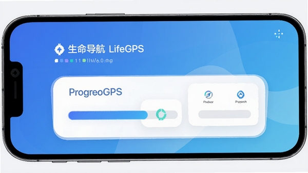 ��������LifeGPSĿ��׷�ٹ��ܽ��棬������չʾ����࿨Ƭʽ��ƣ���ɫ���䱳�����ֻ���Ļչʾ���ִ���ƽ�����