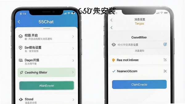 55Chat��װ���ý���ʾ��ͼ��չʾȨ�޿�������Ϣ֪ͨ���ò��裬�ֻ���Ļ��������������ѡ���б�