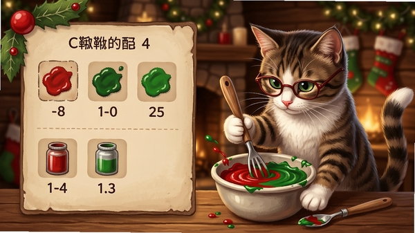 ʥ������4����ѥ��è��Ʒ�ϳɽ��棬��ʾ�ϳ��䷽��è�����ڰѺ�ɫ����ɫ���ϻ�ϳ��µ���ɫ