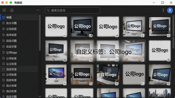 ��̬ʶͼ���԰��Զ����ǩ����棬����ǩ�б����Ҳ�����ͼ�⣬�Ϸ����������м���ʾ���Զ����ǩ����˾logo����������Ƽ��רҵ