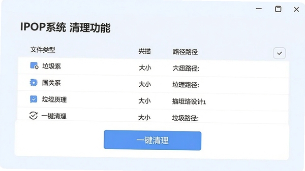 IPOPϵͳ�������ܽ��棬��ʾɨ����������ļ��б��������ļ����͡���С��·���������������С�һ����������ť������Ϊǳɫ������࣬�ʺ���Ϊ���ܽ�����ͼ