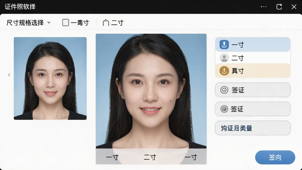 ����֤���������ڳߴ���ѡ����棬չʾһ�硢���硢ǩ֤�ȶ���ѡ��