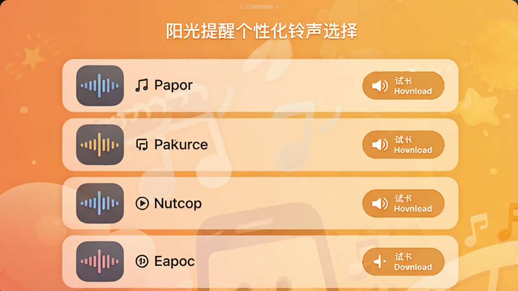 �������Ѹ��Ի�����ѡ����棬չʾ���������б����������ֲ���ͼͼ�꣬��������ť�����ذ�ť������Ϊůɫ������