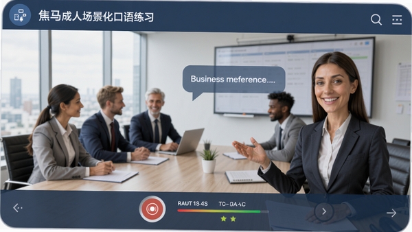 ��������Ӣ�ﳡ����������ϰ���棬չʾ�������Ի���ϰ���û���AI��ɫ����ʵʱ���������������·���¼����ť��ʵʱ������ʾ��UI��������Ѻ�