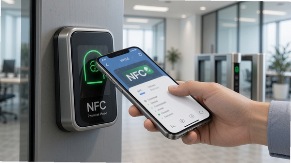 �ֻ�NFC�Ž�ˢ������ʾ��ͼ��չʾ�ֻ������Ž�����������ȷ���ƣ�����Ϊ�칫���Ž�