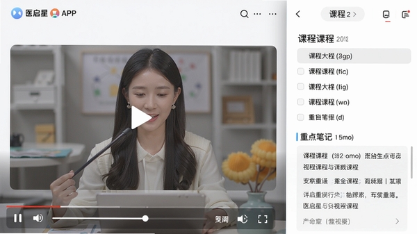 ҽ����APP��Ƶ�γ̲���ҳ�棬�����������Ҳ���ʾ�γ̴�ٺ��ص�ʼ�����