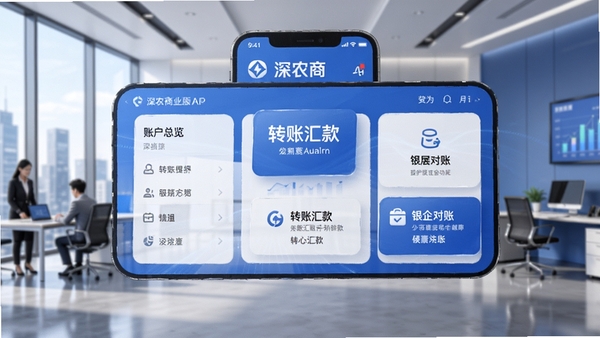 ��ũ����ҵ��APP����չʾ�������˻�������ת�˻�������˵ȹ���ģ�飬����Ϊ�ִ�����칫��������ɫ��ɫ��������3D��Ⱦ���