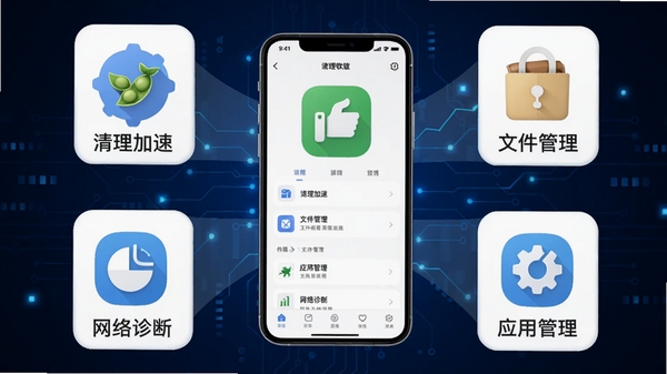 һ�ż����㶹APP�Ĺٷ��������Ӿ�ͼ������������ɫ�Ƽ���Ϊ����������չʾ�ֻ����棬���ܻ������������١��ļ�������Ӧ�ù�����������ϵȺ��Ĺ���ͼ�꣬���������ִ���ͻ����Ч�밲ȫ��