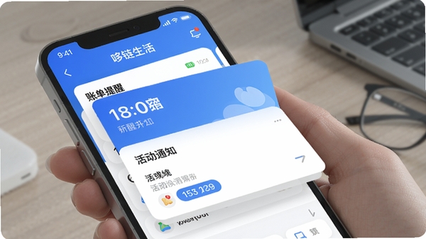 ��������APP�������ѹ��ܽ��棬չʾ�˵����ѡ��֪ͨ�ȿ�Ƭʽ�������ֻ�UI��ƣ����󷽣�ͻ������ʱ�������ݣ�ɫ��������Ϊ�����ʺϹ�����ʾͼ��