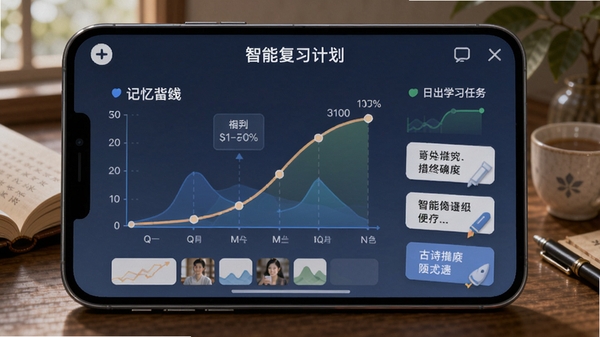 ��ʫ����app�����ܸ�ϰ�ƻ�ҳ�棬��ͼ����ʽչʾ����������ÿ��ѧϰ����