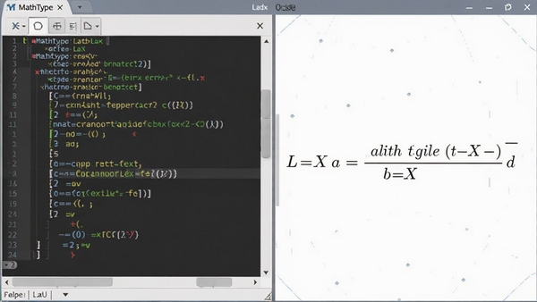 MathType��LaTeX����ģʽ��ͼ�����Ϊ����༭�����Ҳ�ΪʵʱԤ���Ĺ�ʽ��չʾ�����빫ʽ�Ķ�Ӧ��ϵ