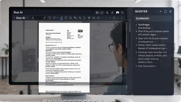 չʾDuo Ai��һ��PDF�ĵ��������Ա���ʾժҪ���ʴ����Ľ��棬�ĵ����������ɼ����Ҳ���AI���ɵ�Ҫ���ܽᣬ�������רҵ�����ࡣ
