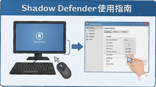 Shadow Defenderʹ��ָ�ϲ�ͼ��չʾ�û��������裬�����������ϵͳ���ý��棬�����������׶�