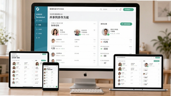 ��ͥ����Э������չʾ�����豸ͬ�����棬��ʾ��ͥ��Աͷ��͸��Լ��˼�¼������Эͬ���˵ı���ԣ�����Ϊ�ּ��������ϵͳ�Ĺ����˱�ҳ��