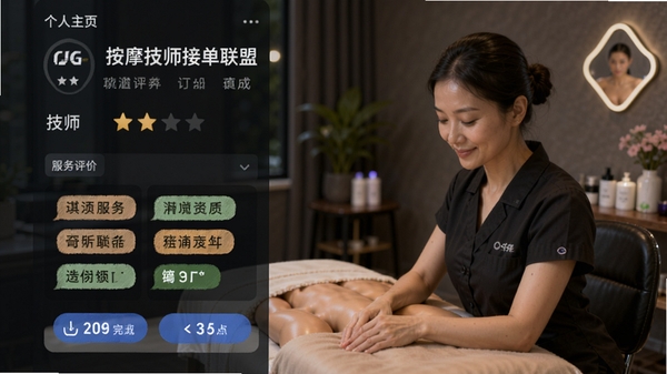 ��Ħ��ʦ�ӵ�����APP�ĸ�����ҳ��չʾ��ʦ���Ǽ����֡��������۱�ǩǽ����ɵĶ�������������������ۣ���Ϣ������������רҵ�İ�Ħ������