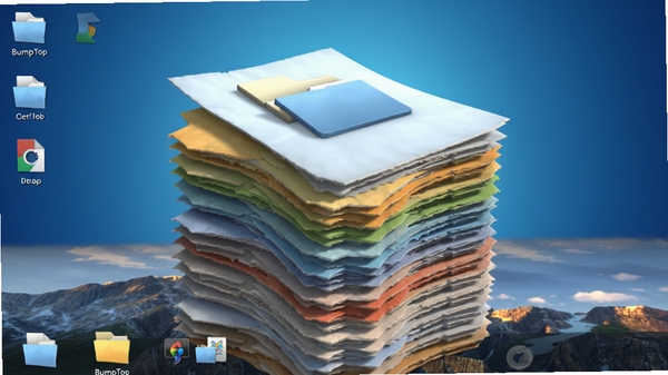 ����3D����BumpTop����ѵ�������ʾ������ļ���ֽ��һ���ѵ��������ļ������ɼ�������Ϊ������ɫ�������б�ֽ��ͼ�������ǿ��������Ȼ