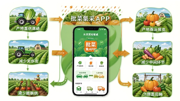 һ��չʾ��ũ�ﵽ�����Ĺ�Ӧ������ͼ���м�ͻ�����˼���APP�Ľ��棬ǿ������ֱ���������м价�ڵĸ��ɫ������ɫ�ͳ�ɫΪ����