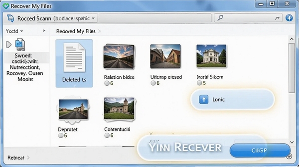 Recover My Files ����ɨ��ģʽ���棬��ʾ����վ����ɾ���ĵ���ͼƬ��һ���ָ���ť������ʾ