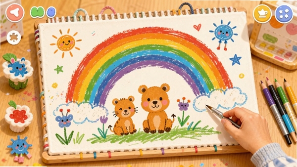 С�ȱ�����滭�������棬�������вʺ硢С�����Ϳѻ��ɫ�ʰ��