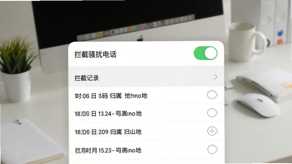 �Ų��APP��ɧ���������ý��棬��ʾ������ɧ�ŵ绰�������ѿ������·������ؼ�¼�б�����������ʱ��ͺ�������أ�����Ϊ��������滷��