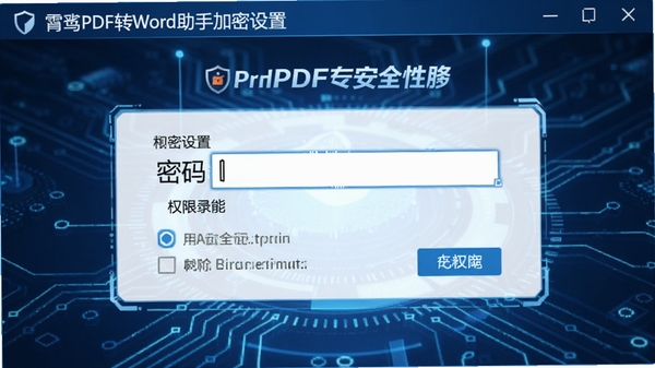 ����PDFתWord���ּ������ý��棬��ʾ�����������Ȩ��ѡ�����Ϊ��ɫ�Ƽ��У�ǿ����ȫ����