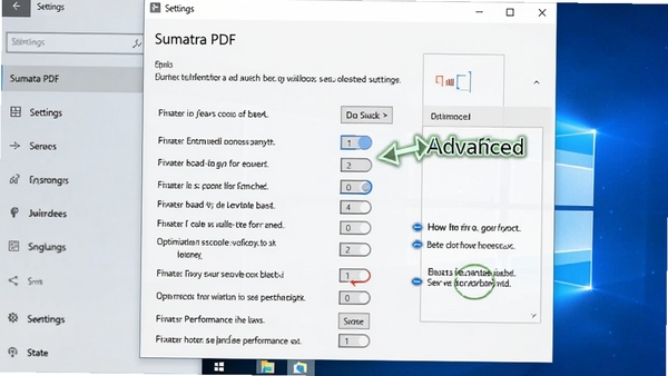 һ��չʾSumatra PDF���ý���Ľ�ͼ���ص��ע���߼���ѡ���еĸ����Ż����أ�����ΪWindows���÷�񣬻�����������ʾ�û����ͨ���������ôﵽ������ܡ�