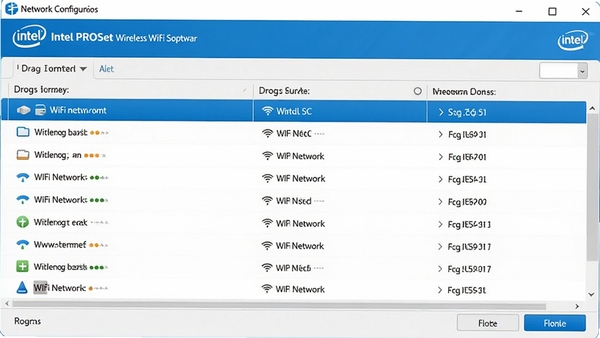 Ӣ�ض�Intel PROSet����Wifi���������������ļ��������棬�б�����չʾ���WiFi���磬֧����ק���򣬲����������������ۡ�