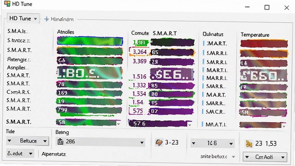 HD Tune����״̬ҳ�棬չʾS.M.A.R.T.�����б����¶���ֵ
