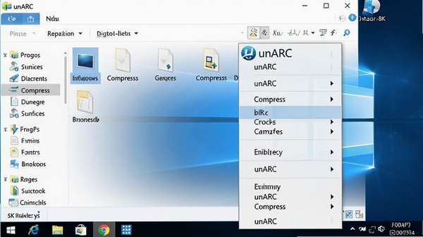 unARC�Ҽ��˵����ɽ�ͼ����ʾ��Windows��Դ�������У��Ҽ�����ļ��󵯳��Ĳ˵��д���unARC�Ľ�ѹ��ѹ����ѡ�����ΪWindows���棬������ʵ���������ơ�unARC���ڲ˵����У�8K����Ʒ��ͼ���