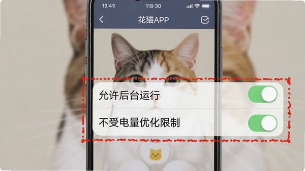һ���ֻ�������ͼ����ʾ����èAPP�������ý��棬������ʾ��������̨���С��͡����ܵ����Ż����ơ�����ѡ��أ�������ģ����è�������ֽ���ص��ע�����ú�ɫ���߿�Ȧ�����̷̳���������ˡ�
