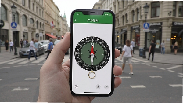 �ֳ��ֻ�չʾ��ѻ���ָ����App��ʵ����λ��Ӧ���ܣ��̶������ֻ�ת������ɫָ��ָ�򱱷�������Ϊ���нֵ�