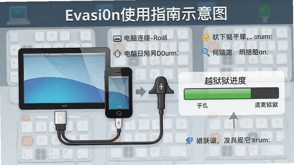 Evasi0nʹ��ָ��ʾ��ͼ��չʾ���������ֻ��������ߡ�Խ��������������Ϊ��������˵������������׶�