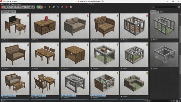 SketchUp 3D Warehouseģ�Ϳ���棬չʾ���ּҾ��뽨���������ͼ