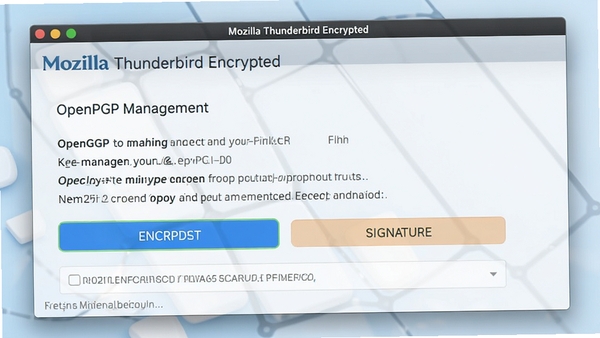 һ��չʾMozilla Thunderbird�������ý���Ľ�ͼ����������ʾOpenPGP��Կ����ѡ��м��ܺ�ǩ����ť������Ϊ����ɫ��ǿ����ȫ����˽������