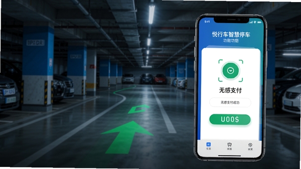 ���г����ǻ�ͣ�����ܽ��棬�ֻ�չʾͣ�������ʶ���ơ��޸�֧���ɹ�ҳ�棬����Ϊ���³��⣬��ɫ��ͷָʾ���Ƽ���ǿ����ɫ����ɫ��ɫ����